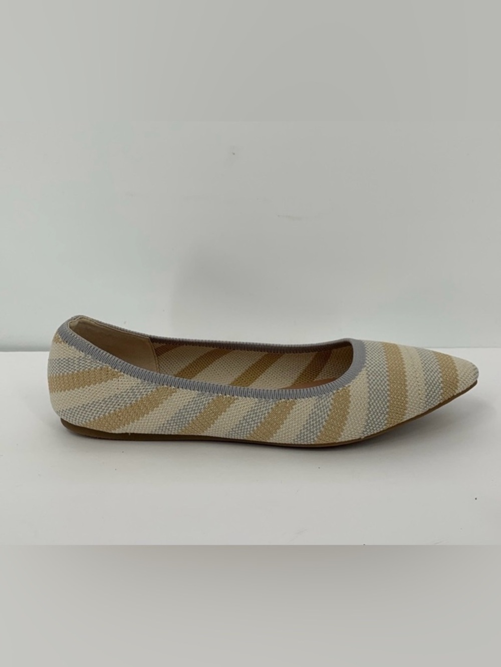 Market & Spruce Keeley woven knit ballet flat stripe stretch shoe tan new 7.5
